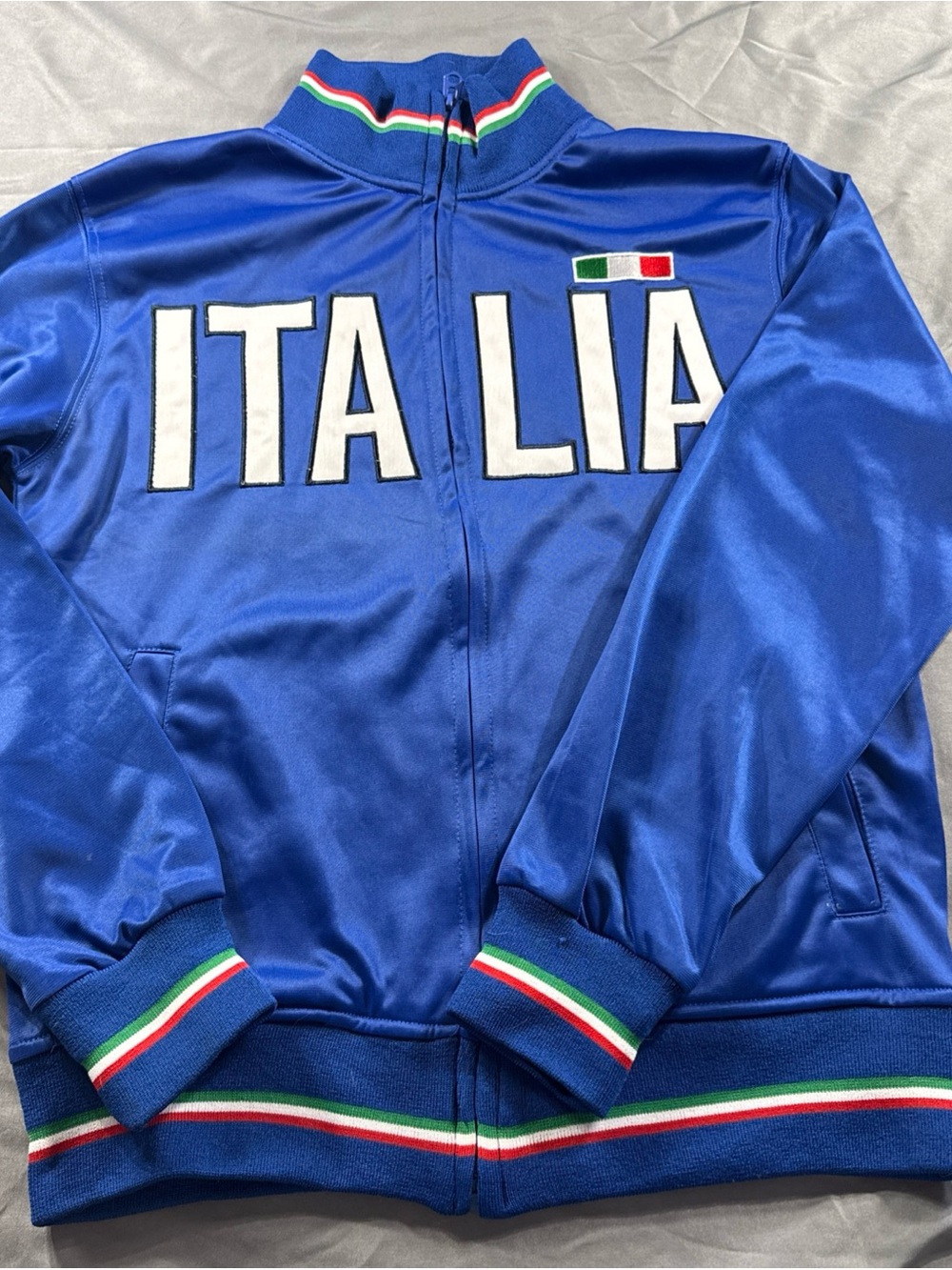 Italia Blue Track Jacket with Italian Flag Trim